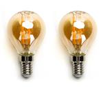 Kogellamp E14 2 stuks | 4W=40W warmwit | 2200K - amber glas
