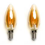 Kaarslamp E14 2 stuks | 4W=40W warmwit | 2200K - amber glas