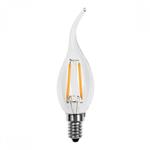 LED lamp E14 | kaarslamp C35, gebogen tip | 2W=20W | daglichtwit filament 6500K