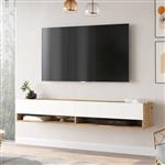 [en.casa] Tv-meubel Laitila 2 opbergvakken 180x31,5x29,5cm houtkleurig en wit