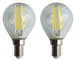 E14 kogellamp G45 2 stuks | LED 4W=40W gloeilamp | daglichtwit filament 6500K | 230V