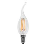 LED lamp E14 | kaarslamp C35, gebogen tip | 4W=40W | daglichtwit filament 6500K