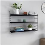 [en.casa] Wandrek Strängnäs met 3 planken 50x60x15 cm zwart