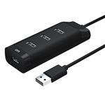 DrPhone DM CH6 4 poorten USB2.0 Hub – 480Mbps / Splitter / Verdeler –120CM-  Zwart