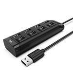 DrPhone DM CHB5 4-poorts USB-Hub met AAN/UIT Schakelaar USB 2.0- 480Mbps - Extender /Splitter voor p