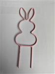 Metalen frame Haas haasje staand oor op steker 15 cm Roze Op=OP Steker Metal Rabbit pick eenmalig