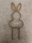 Metalen frame Haas haasje staand oor op steker 15 cm Goud Op=OP Steker Metal Rabbit pick eenmalig