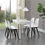 Eethoek Lendava 5-delig tafel met 4 stoelen wit en wit/zwart