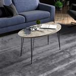 [en.casa] Salontafel Skævinge ovaal 43x90x50 cm marmer wit en zwart