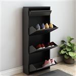 [en.casa] Schoenenkast Sokndal met 4 vouwdeuren zwart