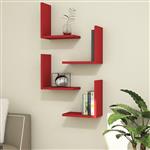 [en.casa] Wandplank set van 4 Broby rood