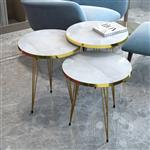 [en.casa] Bijzettafel Skibby set van 3 rond marmer wit en goudkleurig