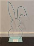 Metalen frame Haas hangend oor op voet 40 cm Turquoise OP=OP standaard Metal Bunny eenmalig artikel