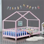 Kinderbed Treviolo met uitvalbeveiliging 90x200 cm roze en wit