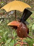 Regenmeter Vogel, Raaf met paraplu, hoed en bril RM165a