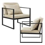 Design fauteuil met kussens 70x60x60 set van 2 zandkleurig