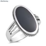 Zilveren ovale zwarte onyx steen ring