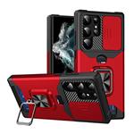 Samsung Galaxy S24 Ultra - Card Slot Hoesje met Kickstand en Camera Slide - Grip Socket Magnetische 