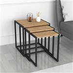 [en.casa] Bijzettafel set van 3 Sunnfjord zwart en eikenkleurig