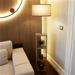 [lux.pro] Staande lamp Redditch 150 cm E27 houtkleurig zwart en beige