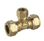 Knelfitting messing, T-koppeling 22x22x15 verloop