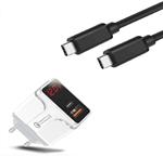 DrPhone HALO5 Qualcom 3.0 Quick Charge 18W Thuislader + PDTC1 USB-C Naar USB-C Fast Charger 2 Meter 