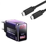 DrPhone HALO5 Qualcom 3.0 Quick Charge 18W Thuislader + PDTC1 USB-C Naar USB-C Fast Charger 1 Meter 