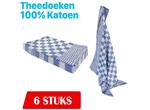 6 Kitchen Towel Theedoek - Blauw - 65 x 65cm