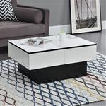 Salontafel Lens met opbergruimte 80x60x40 cm zwart en wit