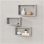 Wandplank Mandal set van 3 betonkleurig