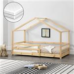 Kinderbed Knätten grenen huisbed met matras 70x140 cm hout
