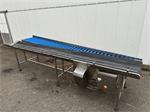 RVS transportband  schuin 400 x 32 cm met rollenbaan 395 x 50 cm