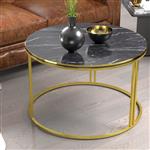 [en.casa] Salontafel Aulum rond 50x80 cm marmer zwart en goudkleurig