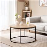 [en.casa] Salontafel Kuhmoinen rond 45x80 cm zwart mat en houtkleurig