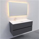 Badkamermeubel Solid Surface AQS Oslo 100x46 cm Links Mat Antraciet (met 1 kraangat)