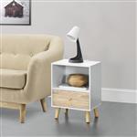 Nachtkastje Sundsvall 54x40x30 cm wit en eikenkleurig