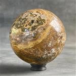 GEEN MINIMUMVERKOOPPRIJS - Prachtige bol van oceaanjaspis met een kleine houten standaard Bol- 1900 