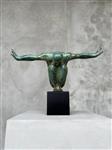 sculptuur, NO RESERVE PRICE - Bronze Statue of an Olympic Swimmer Patinated Bronze - 23 cm - Brons