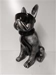 Beeld, funny dog with sunglasses in bronze silver  color - 60 cm - polyresin