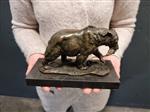 Beeld, Bronze Grizzly Bear with Salmon - 12.8 cm - Brons, Marmer