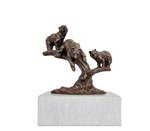 sculptuur, Bear pups - 27 cm - Brons, Marmer