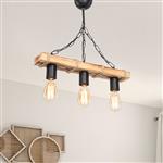 [lux.pro] Hanglamp Hemel 3E27 zwart houtkleurig en jute