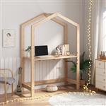 [en.casa] Kinderbureau Suså 160x110x50 cm verstelbaar houtkleurig