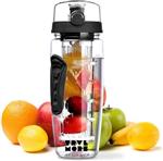 TravelMore Waterfles met Fruit Infuser – 100% BPA Vrij – Zwart - 900ML ( geen verpakking )