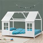 [en.casa] Kinderbed Tostedt huisbed grenen wit 120x200 cm