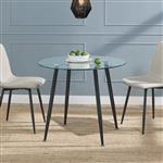 [en.casa] Glazen tafel Humppila rond 75x87 cm zwart en transparant