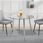 [en.casa] Glazen tafel Humppila rond 75x87 cm chroom en transparant