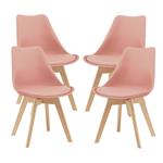 Eetkamerstoel Dubrovnik set van 4 kunstleer en beuken roze