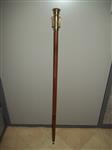 Wooden 3-piece walking stick with heavy brass handle and nature viewer Wandelstok - Brass and wood.