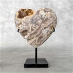 GEEN RESERVEPRIJS - Prachtige hartvorm van Zebra-kristal op een aangepaste standaard Kristal - Hoogt